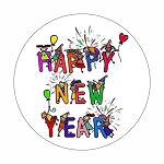 Happy New Year  Round Dot Stickers Set